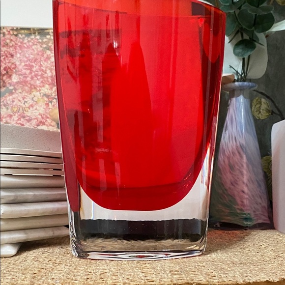 Italian Murano Red Glass Vase 12 in tall - Picture 1 of 7